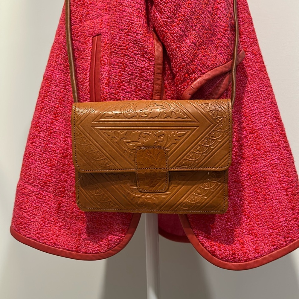 Morrocan Leather Mini Crossbody Embossed Leather Purse